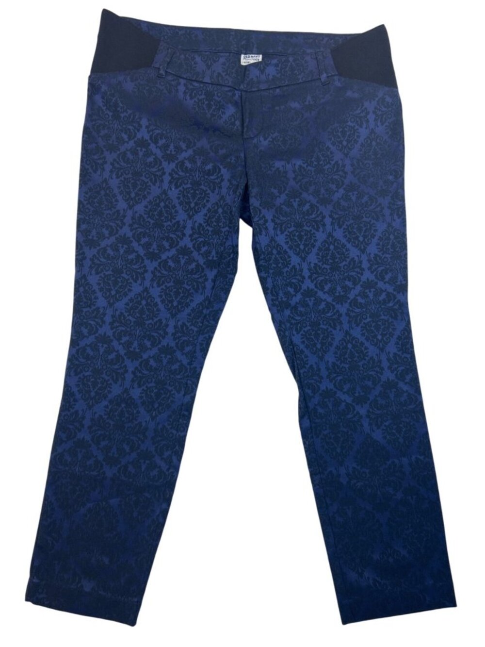 Old Navy Maternity Pixie Pants Sz 10 Blue Damask Print Stretch Regular Workwear